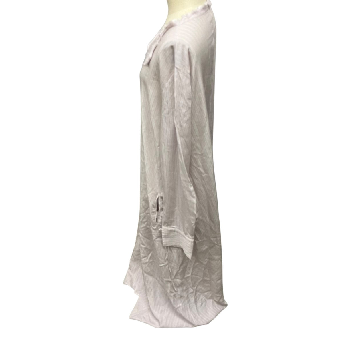 25SSCELLULOSE STRIPE COLLARLESS A-LINE DRESSシャツワンピースYQ-D06-228