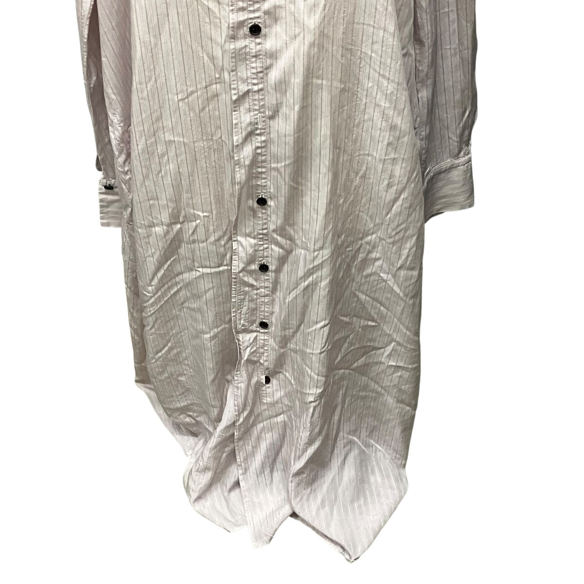 25SSCELLULOSE STRIPE COLLARLESS A-LINE DRESSシャツワンピースYQ-D06-228
