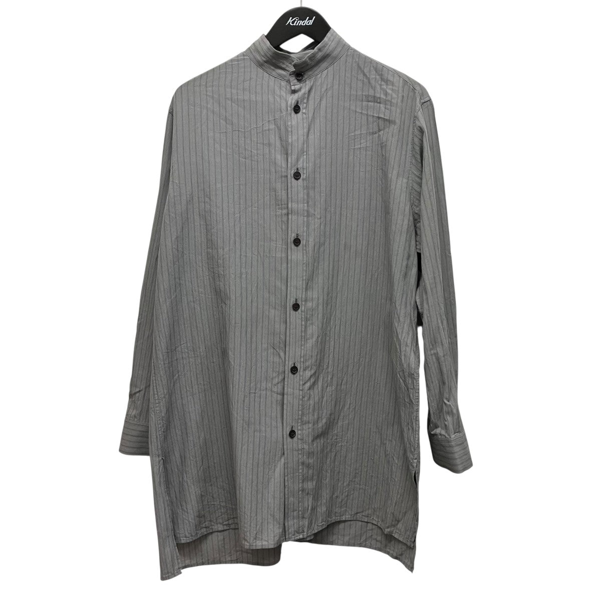 25SSDOBBY STRIPE RIGHT FRONT DOUBLED SHIRTノーカラーストライプシャツYP-B11-014