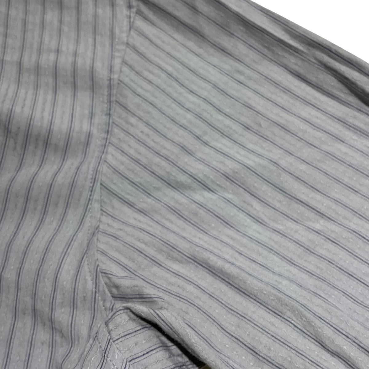 25SSDOBBY STRIPE RIGHT FRONT DOUBLED SHIRTノーカラーストライプシャツYP-B11-014