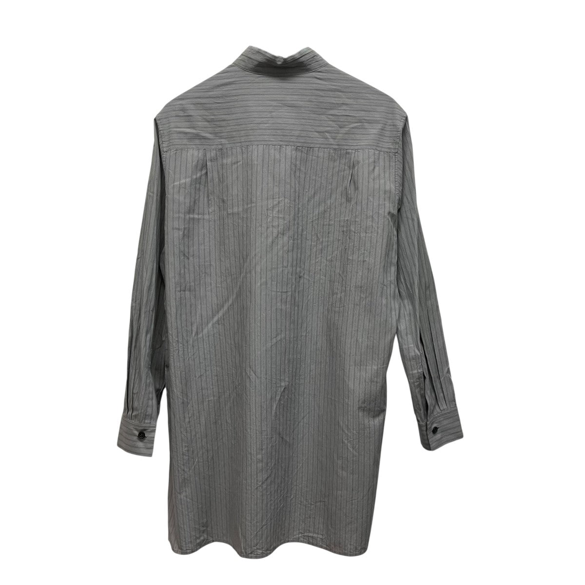 25SSDOBBY STRIPE RIGHT FRONT DOUBLED SHIRTノーカラーストライプシャツYP-B11-014