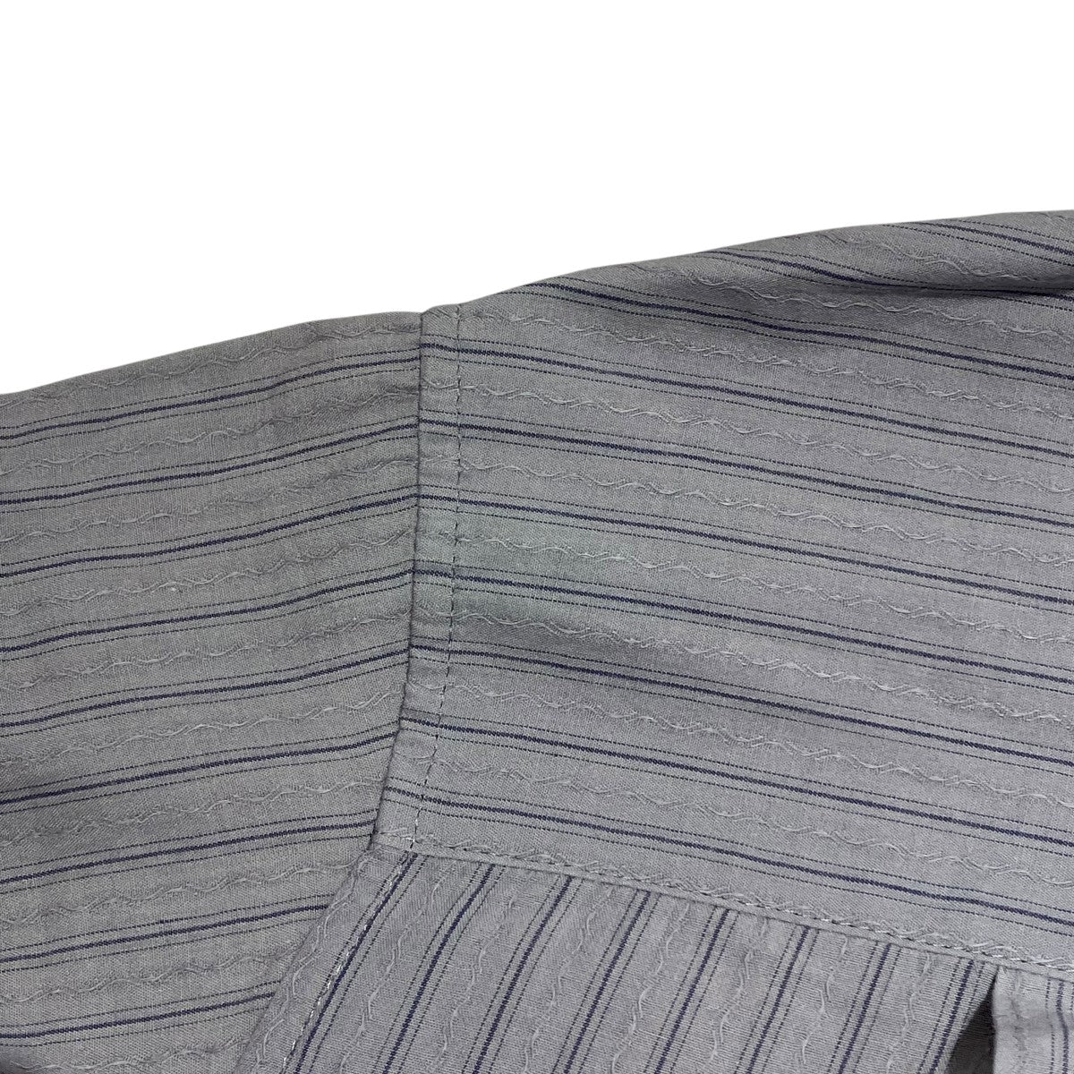 25SSDOBBY STRIPE RIGHT FRONT DOUBLED SHIRTノーカラーストライプシャツYP-B11-014