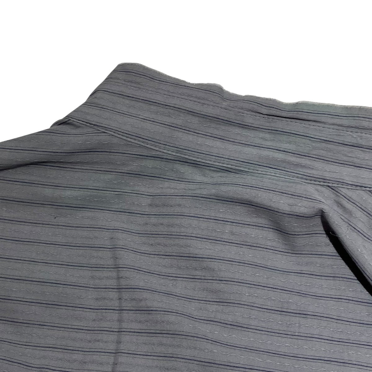 25SSDOBBY STRIPE RIGHT FRONT DOUBLED SHIRTノーカラーストライプシャツYP-B11-014