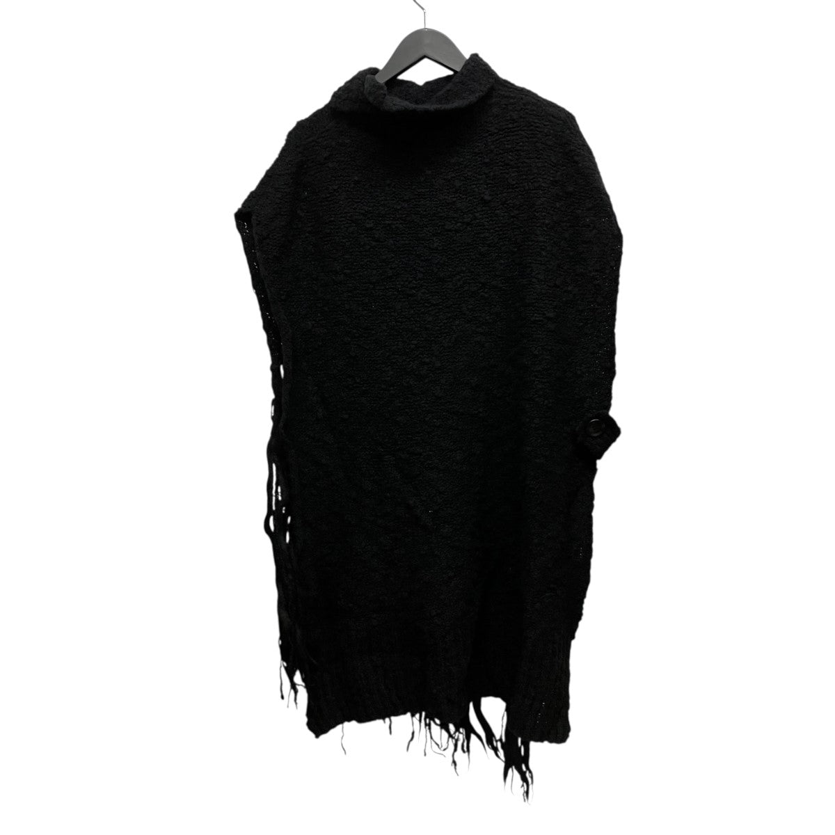 25AWTHICK SLUB JERSEY FRINGE VESTハイネックフリンジニットベストYL-K04-181