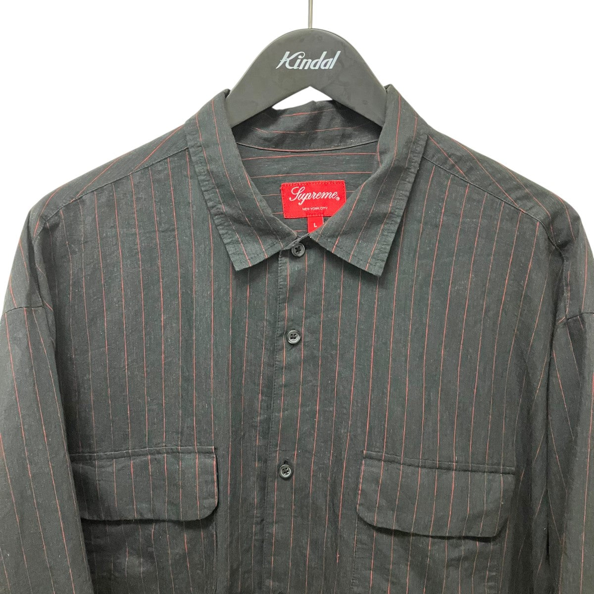 Supreme 23SSPinstripe Linen Shirt長袖ストライプシャツ 古着・中古-3枚目のアイテム画像