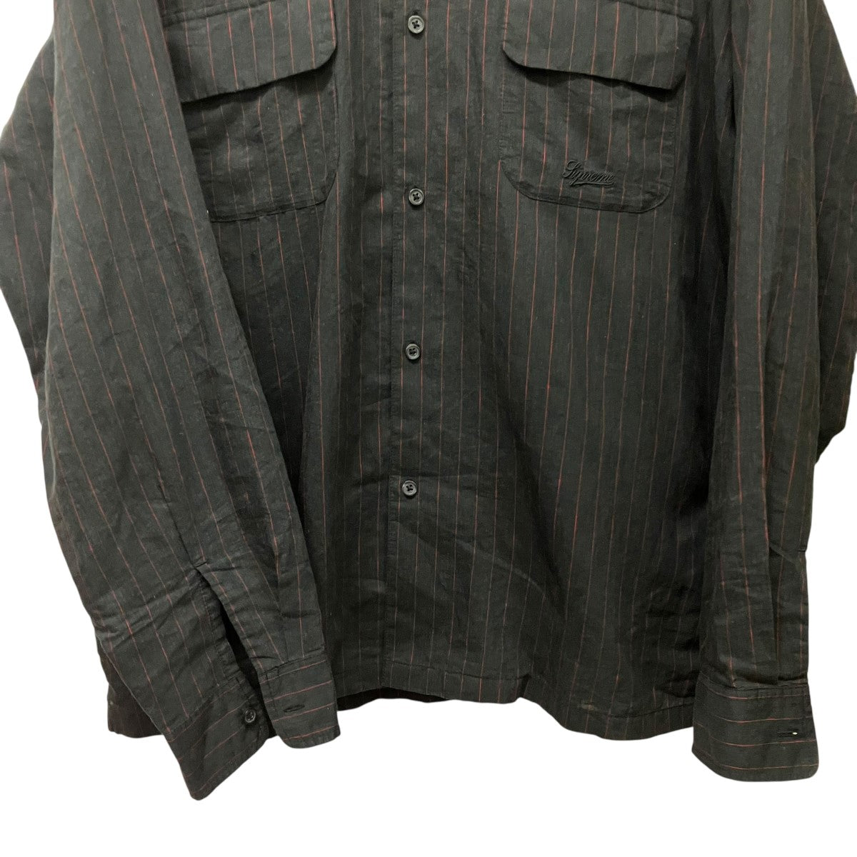 Supreme 23SSPinstripe Linen Shirt長袖ストライプシャツ 古着・中古-4枚目のアイテム画像