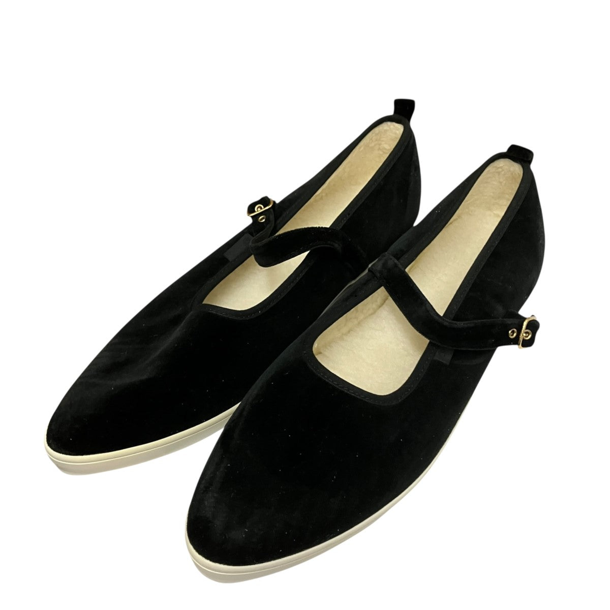 Velvet Strap Pointed Sneakersボアライニング ベロア ストラップシューズUC2A4F02