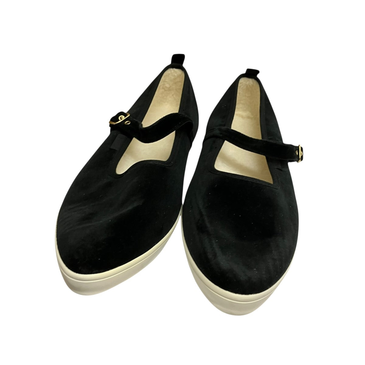 Velvet Strap Pointed Sneakersボアライニング ベロア ストラップシューズUC2A4F02