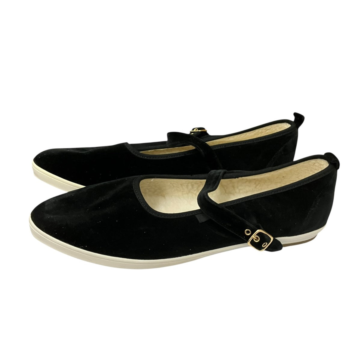 Velvet Strap Pointed Sneakersボアライニング ベロア ストラップシューズUC2A4F02