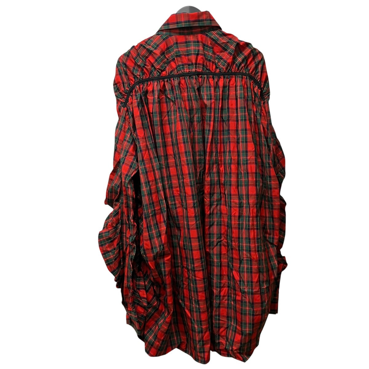 KIDILL GATHERED SHIRT NAVY RED CHECK長袖ギャザードチェックシャツKL693 古着・中古-2枚目のアイテム画像