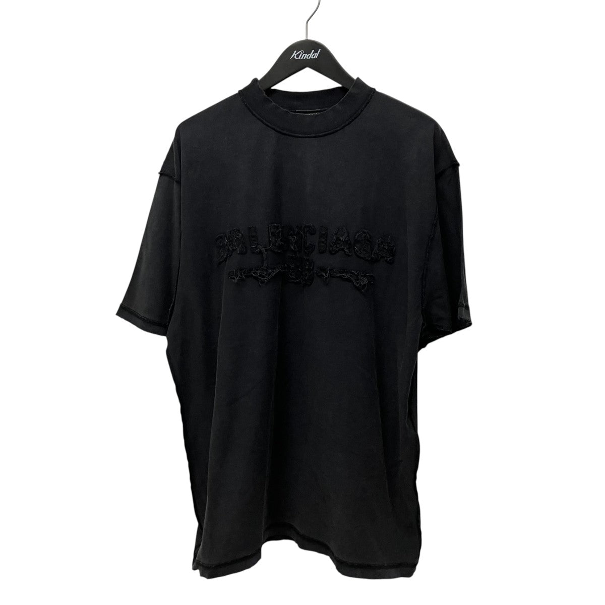 BALENCIAGA ダメージ加工ロゴ刺しゅう半袖カットソー822441 古着・中古-1枚目のアイテム画像