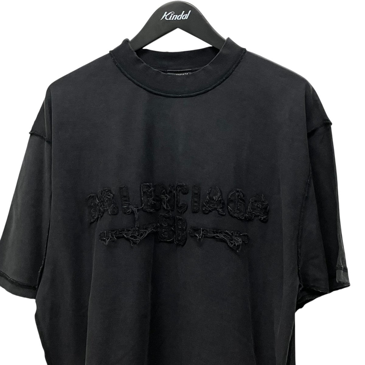BALENCIAGA ダメージ加工ロゴ刺しゅう半袖カットソー822441 古着・中古-3枚目のアイテム画像