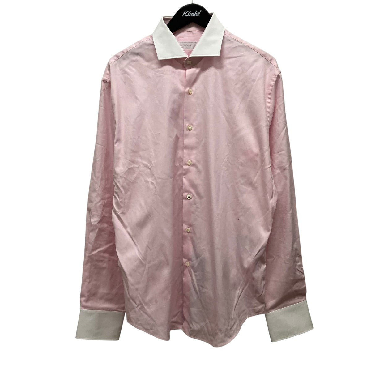 PRADA 24AW三角ロゴパッチクレリック長袖シャツUCN572 古着・中古-1枚目のアイテム画像