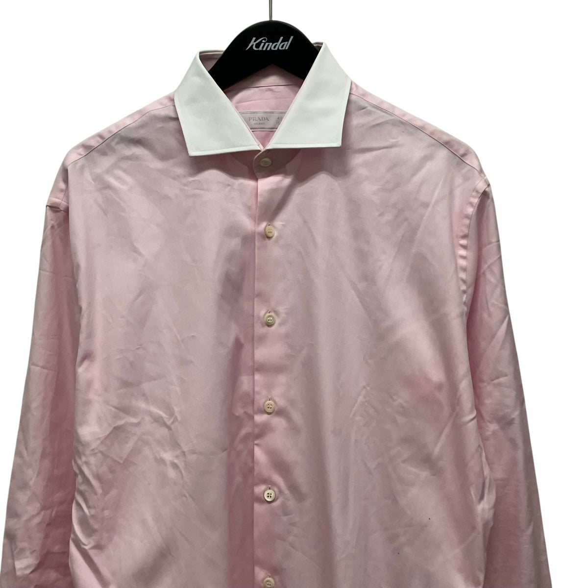 PRADA 24AW三角ロゴパッチクレリック長袖シャツUCN572 古着・中古-3枚目のアイテム画像