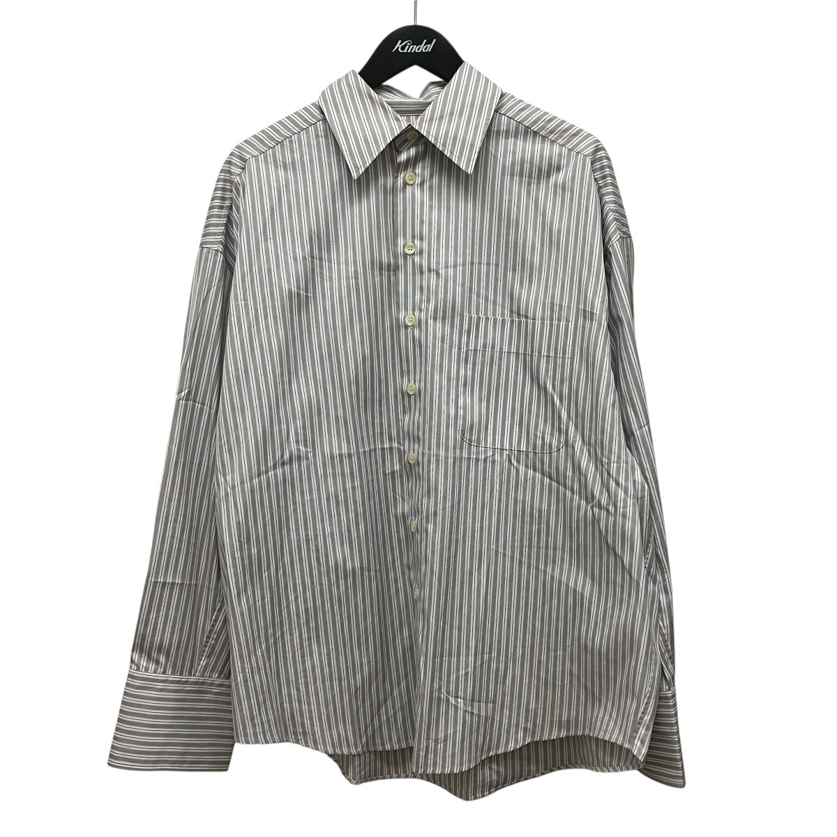 ROLD SKOV 25SSbat fit shirt-sand stripesストライプシャツ 古着・中古-1枚目のアイテム画像