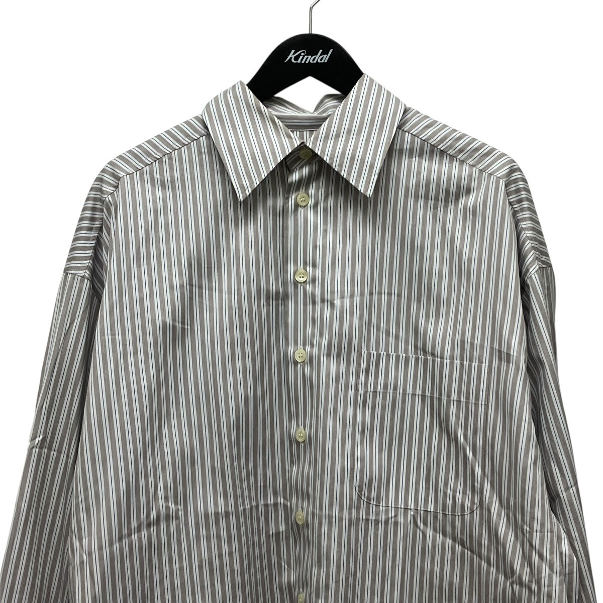 ROLD SKOV 25SSbat fit shirt-sand stripesストライプシャツ 古着・中古-3枚目のアイテム画像