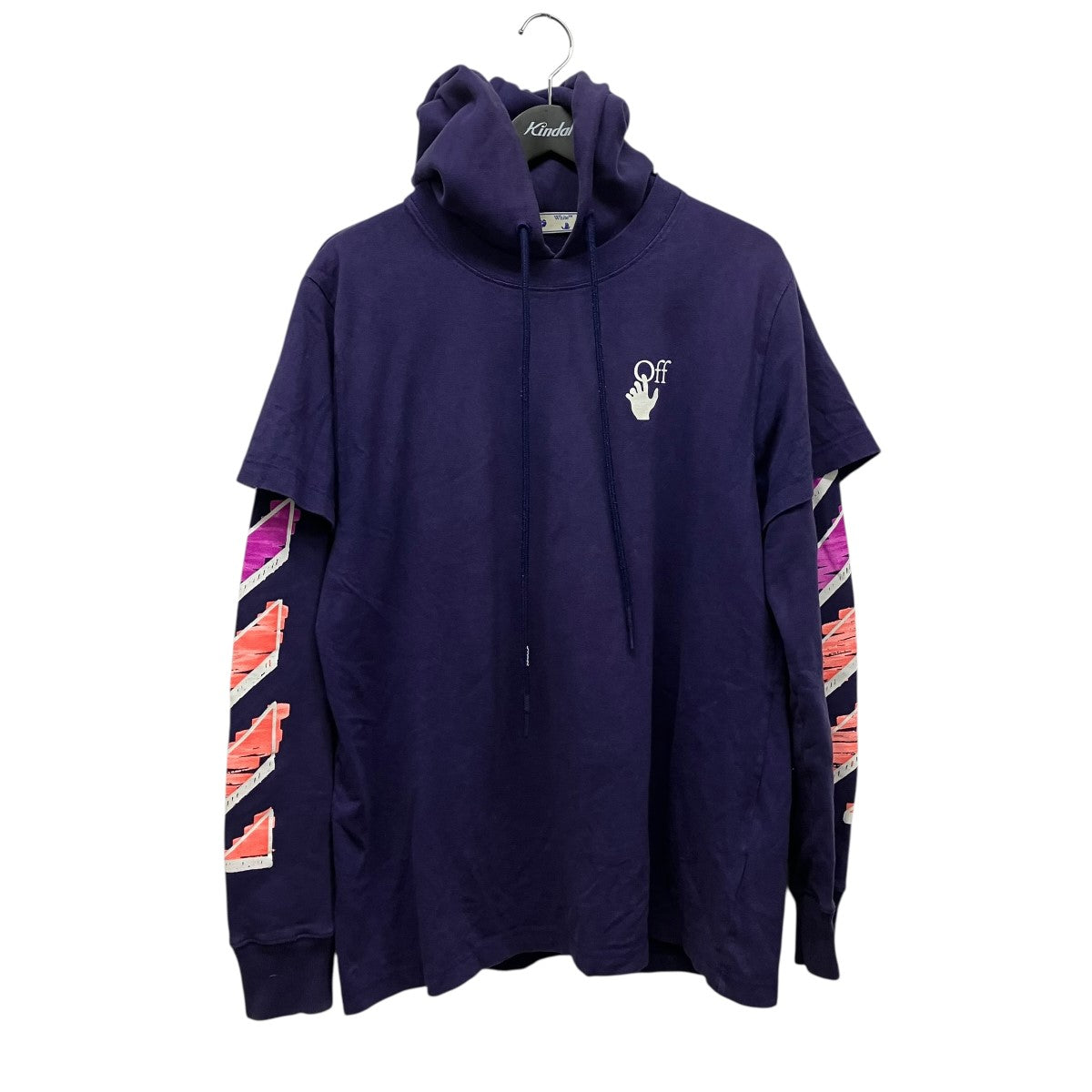 OFFWHITE Marker Arrow Layered HoodieバックプリントレイヤードパーカーOMBB051R21FLE002 古着・中古-2枚目のアイテム画像