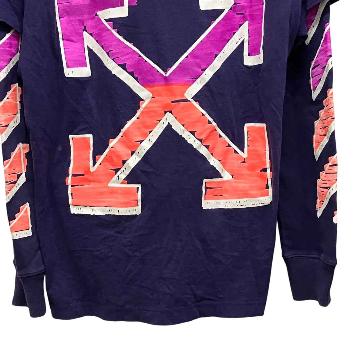 OFFWHITE Marker Arrow Layered HoodieバックプリントレイヤードパーカーOMBB051R21FLE002 古着・中古-4枚目のアイテム画像