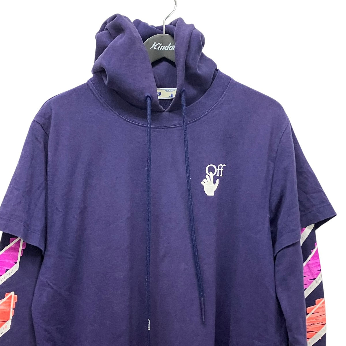 OFFWHITE Marker Arrow Layered HoodieバックプリントレイヤードパーカーOMBB051R21FLE002 古着・中古-5枚目のアイテム画像