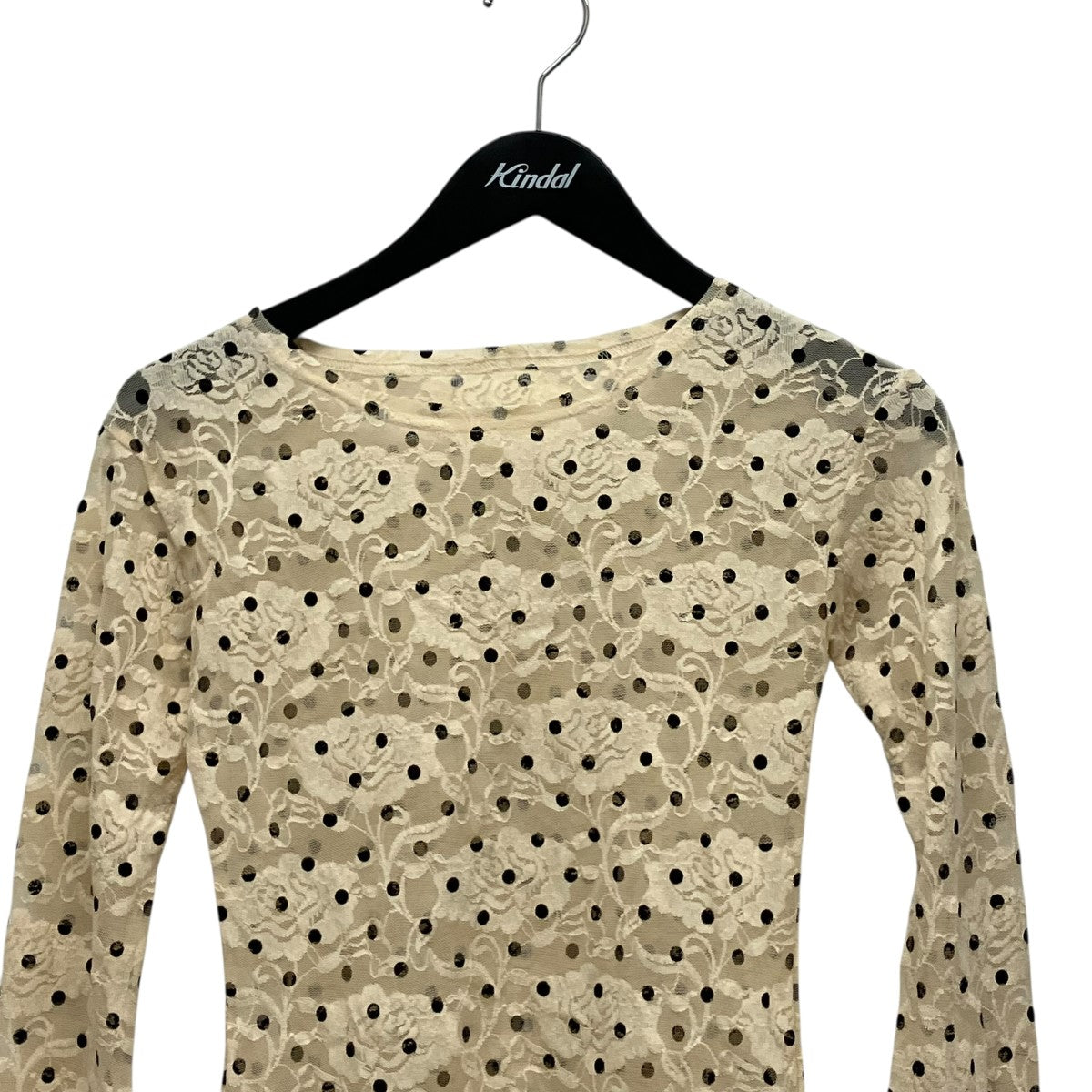 POPPY Dot lace see-through topドットシアーレースカットソー 古着・中古-3枚目のアイテム画像