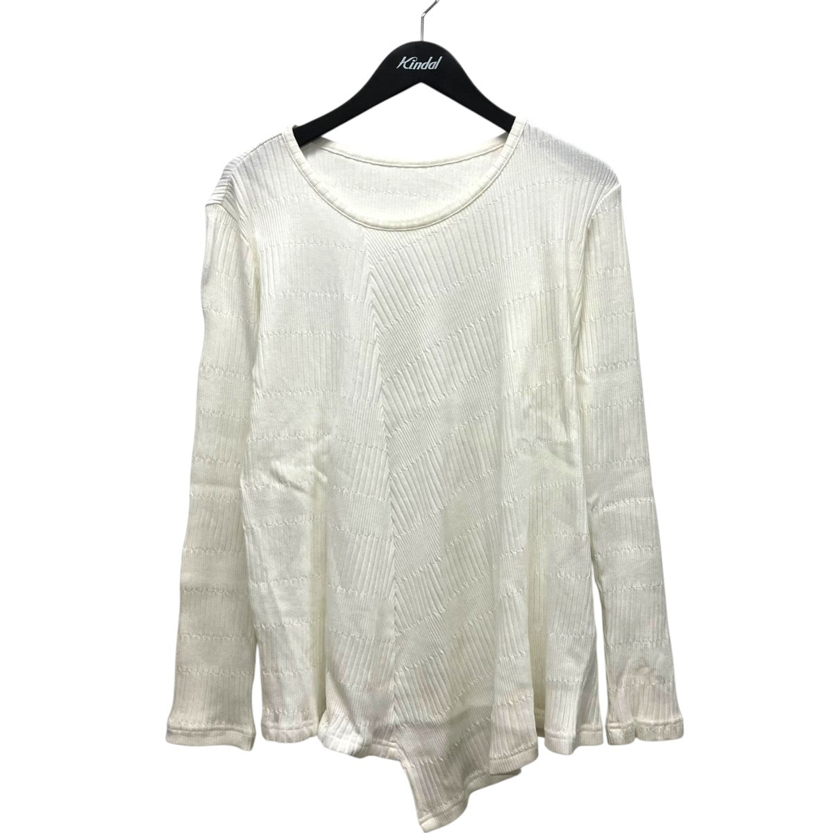 Y’s 25AWRANDOM RIB STRIPE ROUND NECK FLARE LONG SLEEVE TラウンドネックカットソーYL-T09-062 古着・中古-1枚目のアイテム画像