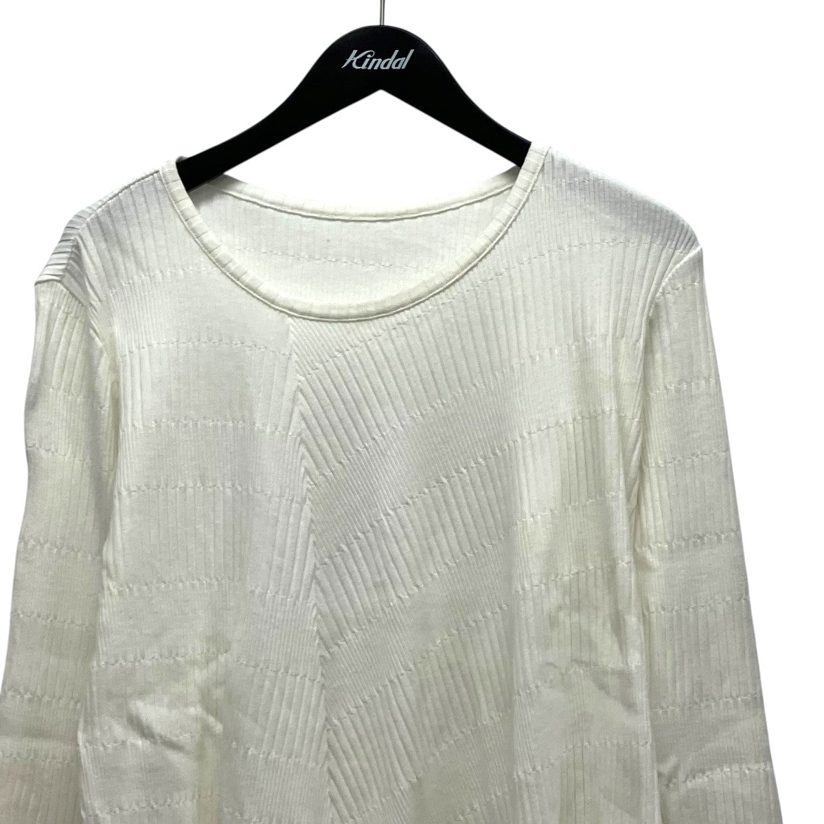 Y’s 25AWRANDOM RIB STRIPE ROUND NECK FLARE LONG SLEEVE TラウンドネックカットソーYL-T09-062 古着・中古-3枚目のアイテム画像