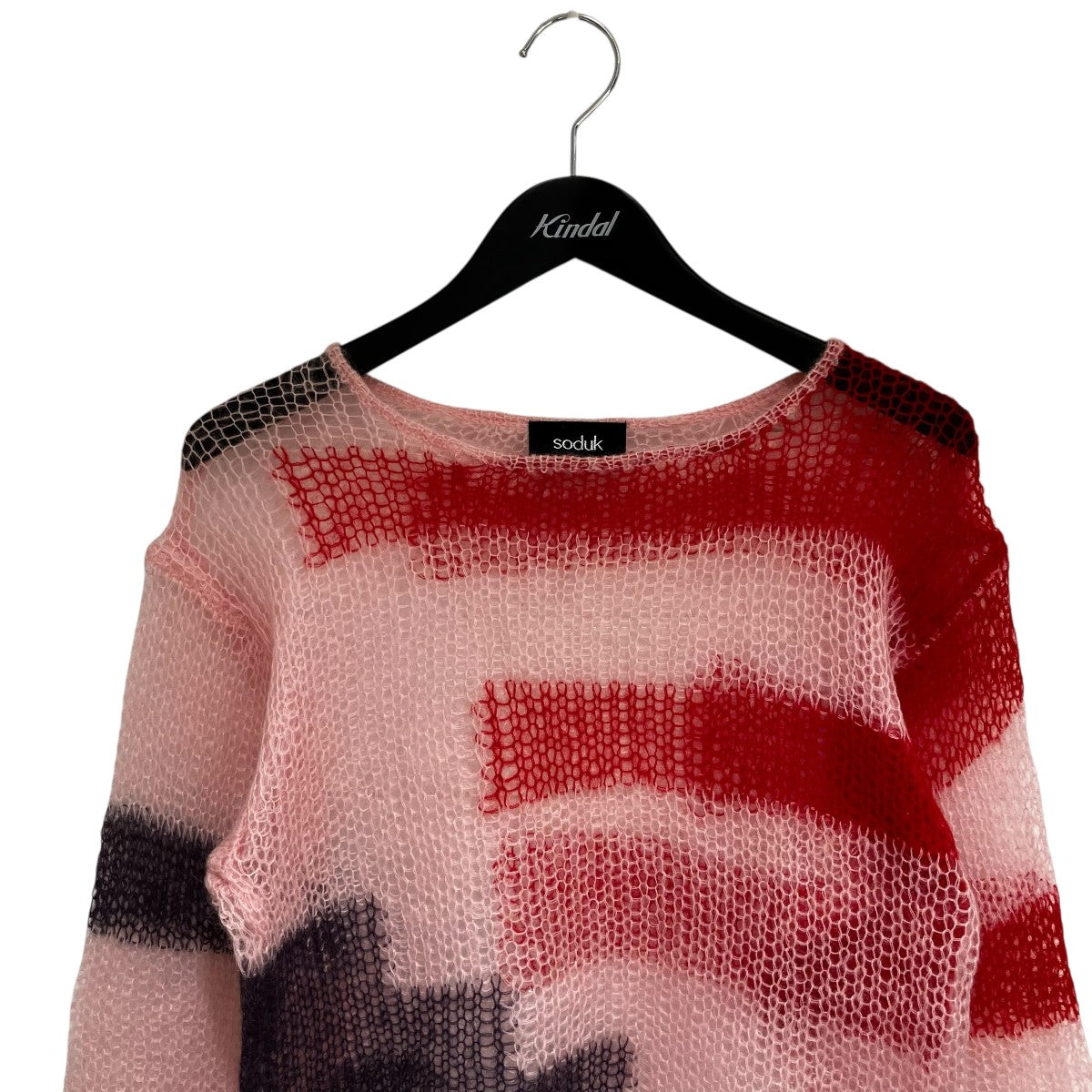 23AWpatchwork knit topsメッシュボーダーニット0423030503
