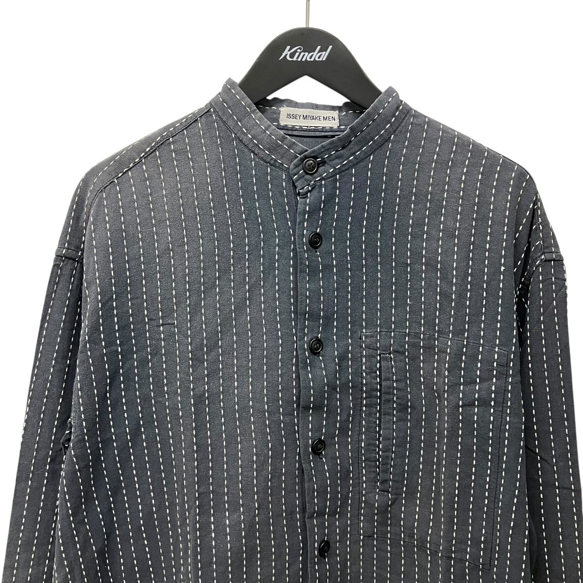 ISSEY MIYAKE MEN ストライプノーカラーシャツME73-FJ413 古着・中古-3枚目のアイテム画像