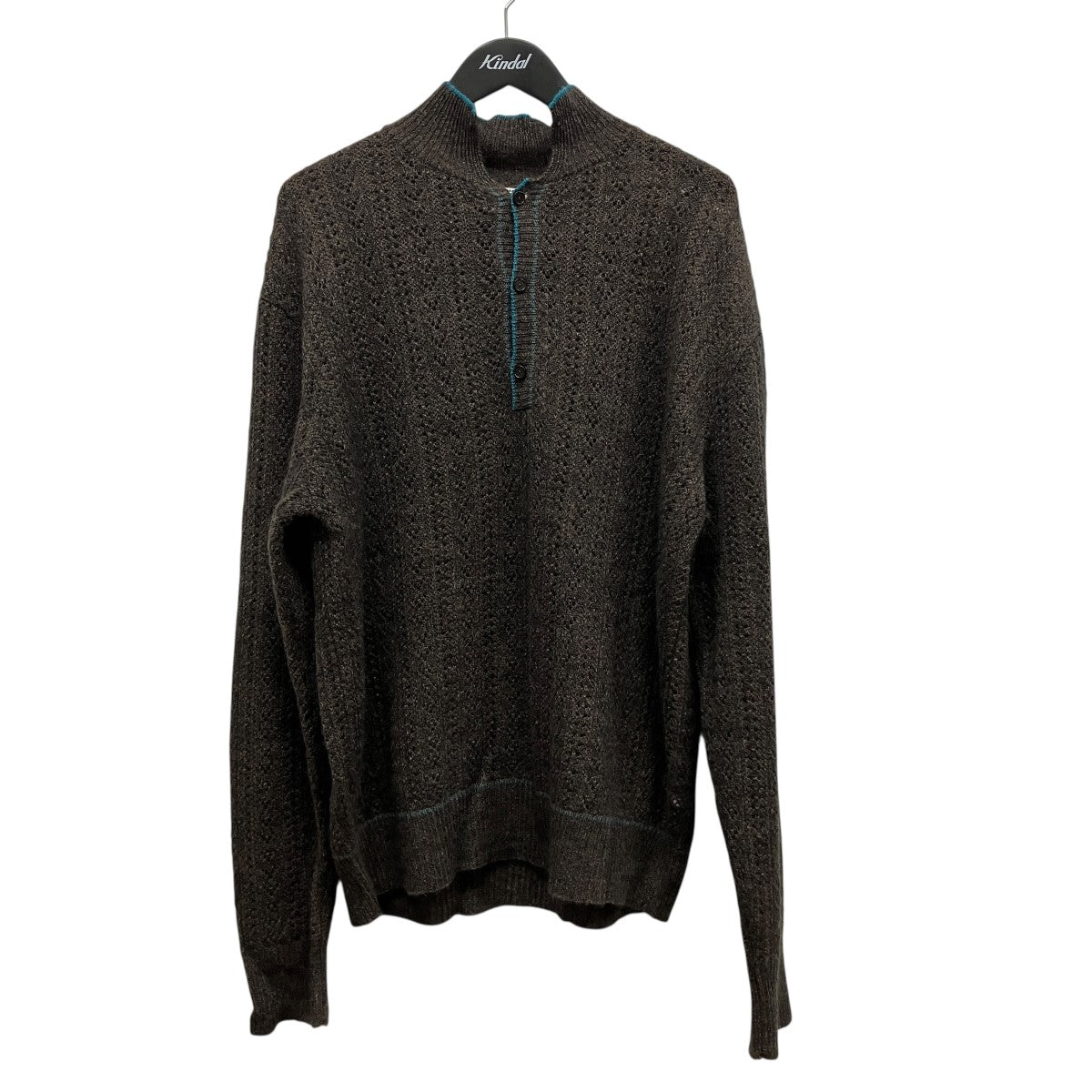 「Mohair Cashmere」透かし編み モヘア混カシミヤニットポロ