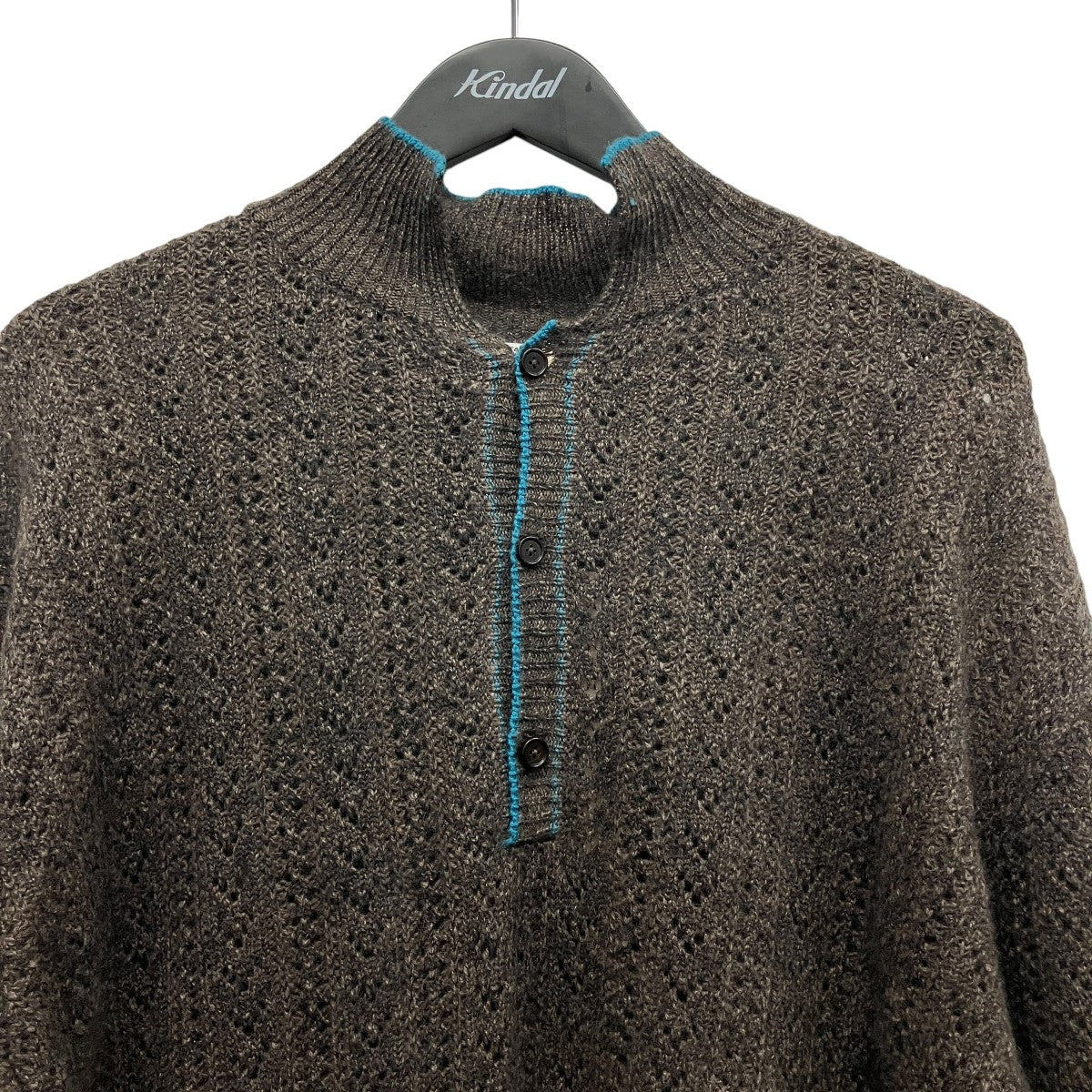「Mohair Cashmere」透かし編み モヘア混カシミヤニットポロ