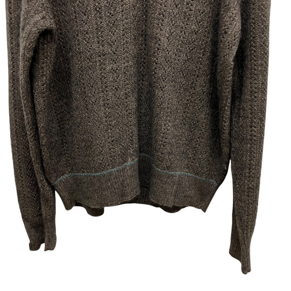 「Mohair Cashmere」透かし編み モヘア混カシミヤニットポロ