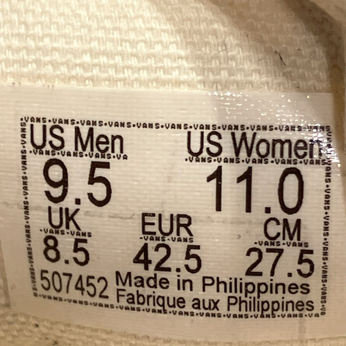 VANS AUTHENTICチェッカー柄オーセンティックスニーカー507452 古着・中古-9枚目のアイテム画像
