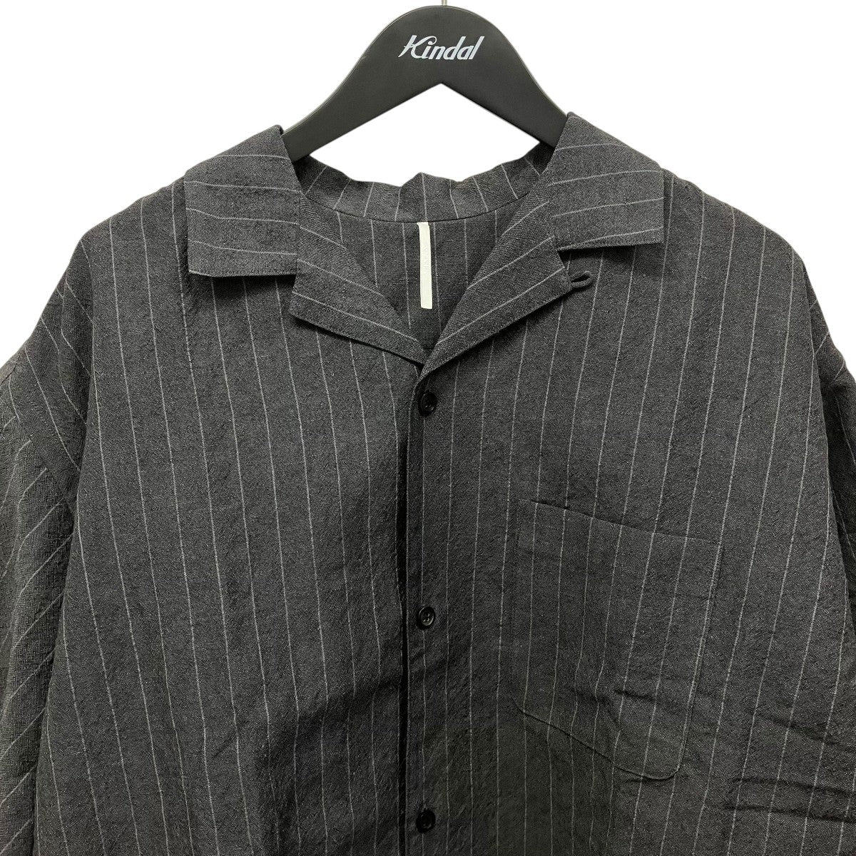 SUS SOUS open collar S S shirtリネンストライプ半袖シャツ12-SS-008 古着・中古-3枚目のアイテム画像