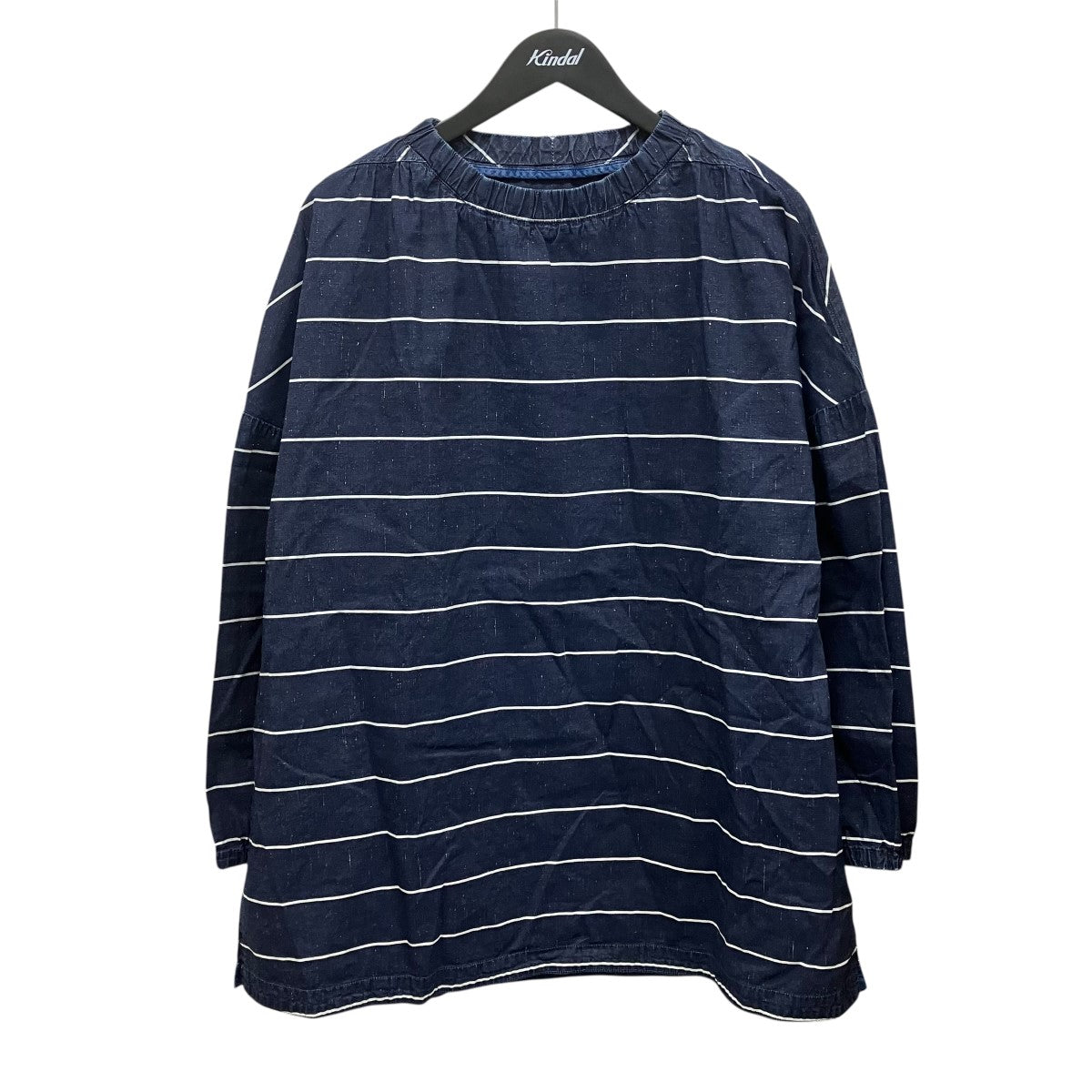 Porter Classic フィッシャーマンズリネンスモックシャツコットンリネンシルクボーダープルオーバーシャツ 古着・中古-1枚目のアイテム画像