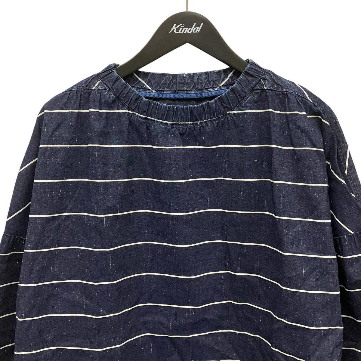 Porter Classic フィッシャーマンズリネンスモックシャツコットンリネンシルクボーダープルオーバーシャツ 古着・中古-3枚目のアイテム画像