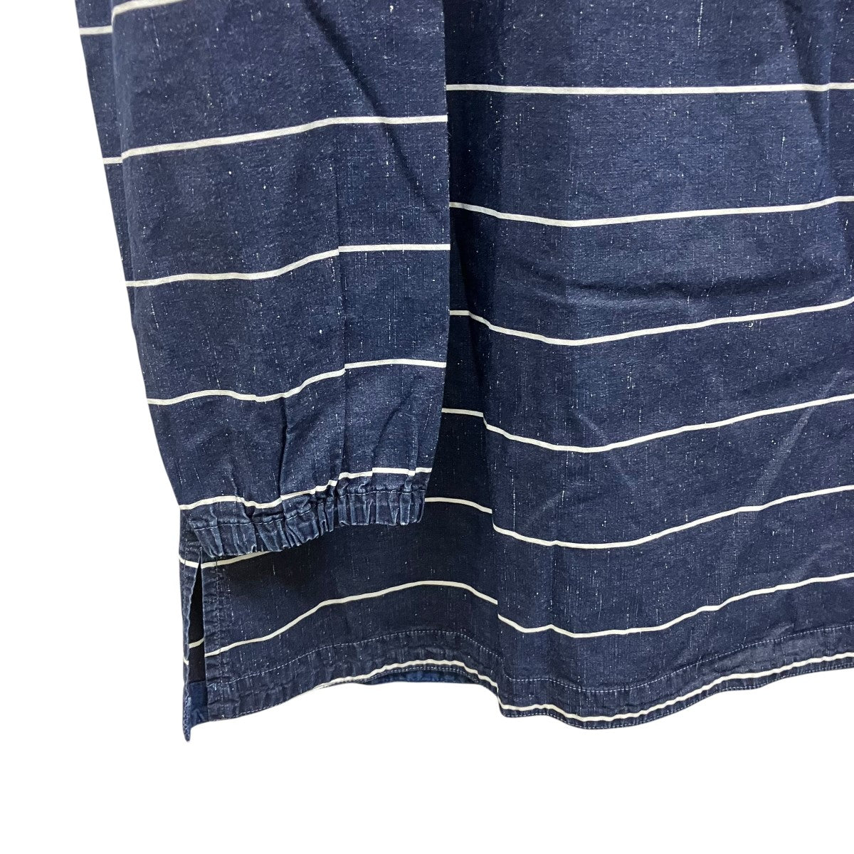 Porter Classic フィッシャーマンズリネンスモックシャツコットンリネンシルクボーダープルオーバーシャツ 古着・中古-5枚目のアイテム画像