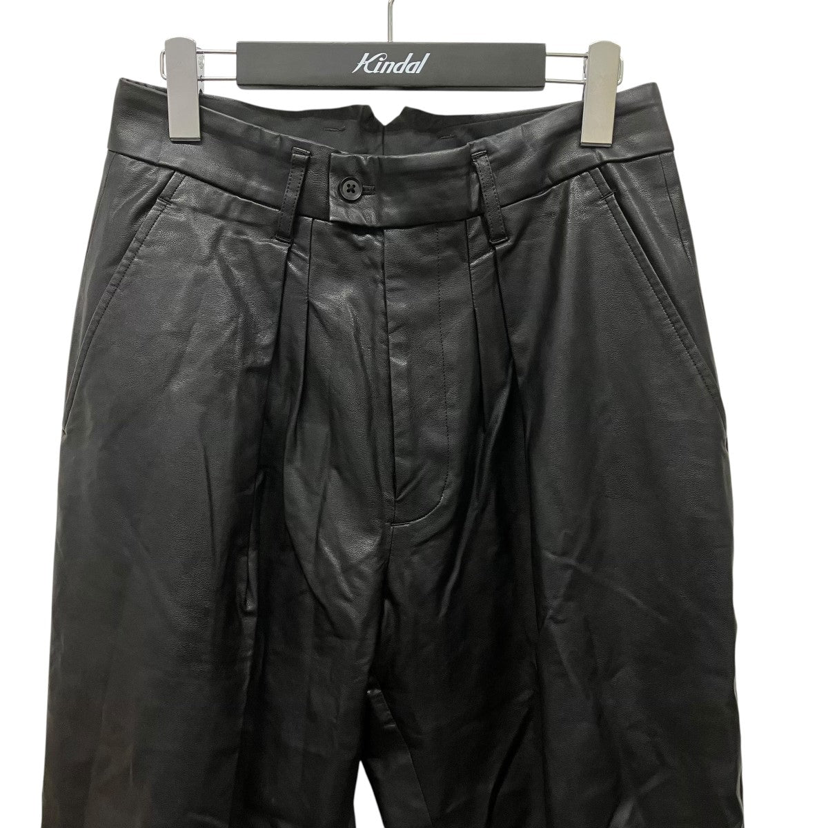stein EX WIDE TAPERED TROUSERSフェイクレザータックパンツST.204-2 古着・中古-3枚目のアイテム画像