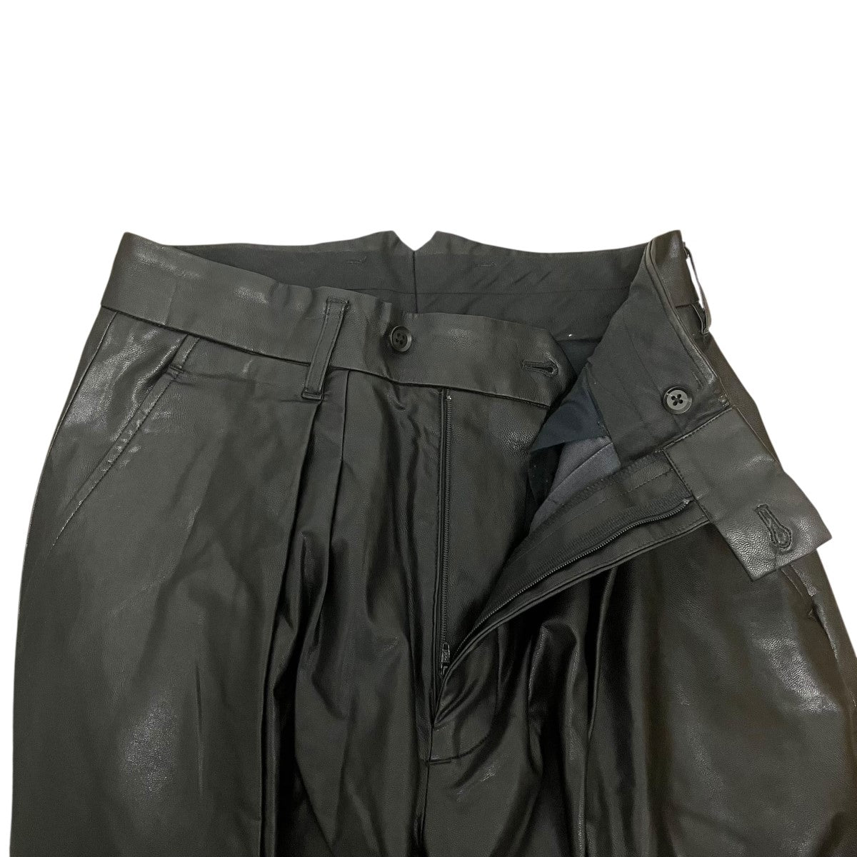 stein EX WIDE TAPERED TROUSERSフェイクレザータックパンツST.204-2 古着・中古-5枚目のアイテム画像