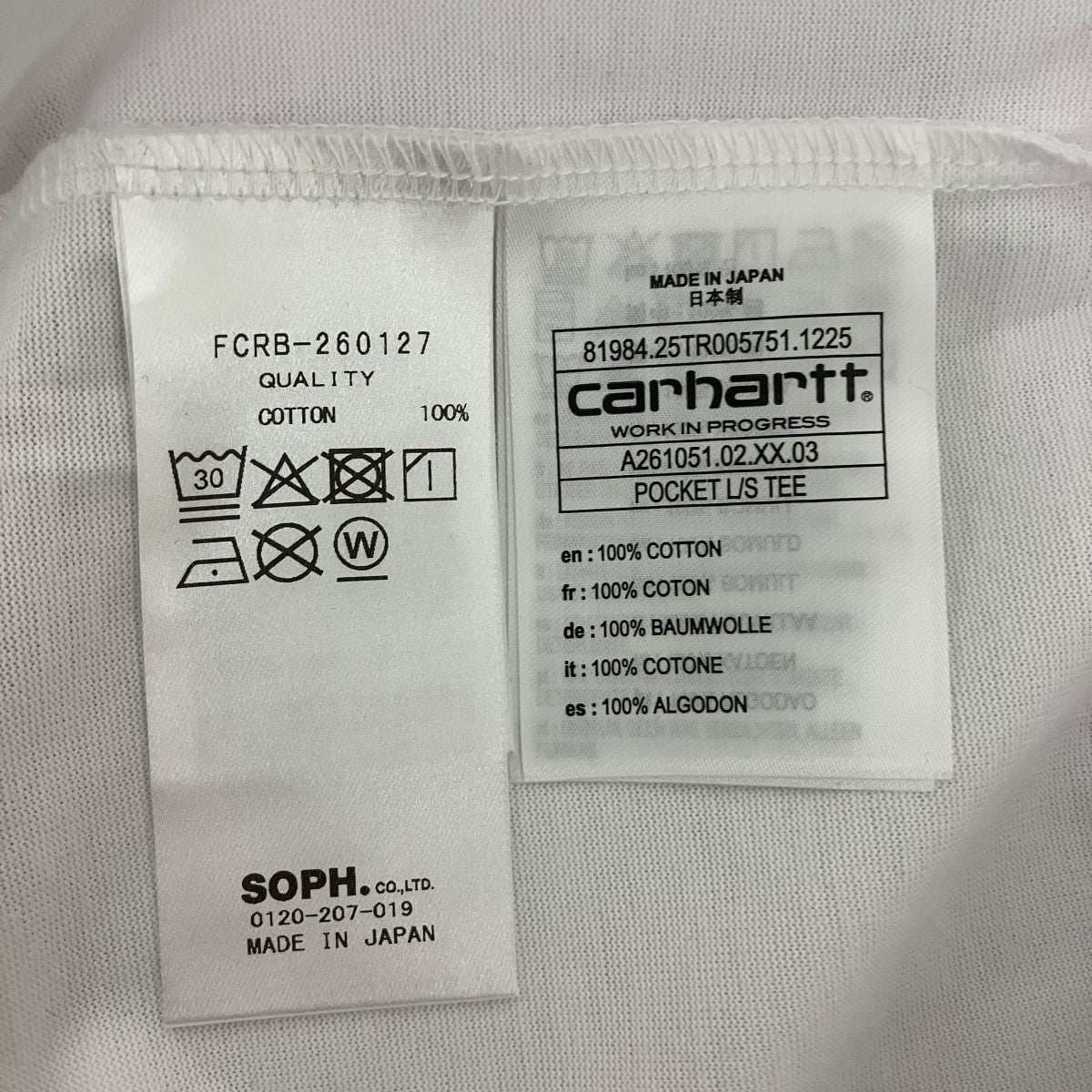 F．C．R．B．×CARHARTT WIP L S POCKET TEEポケットロングTシャツFCRB-260127 古着・中古-6枚目のアイテム画像