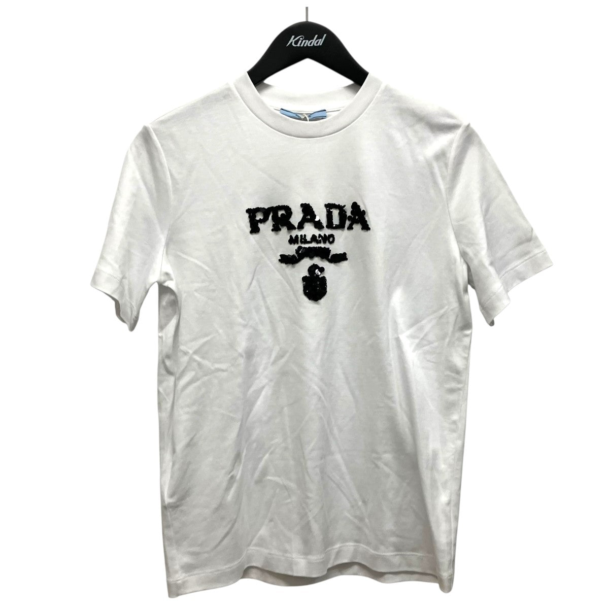 PRADA スパンコールロゴTシャツ35838R 古着・中古-1枚目のアイテム画像