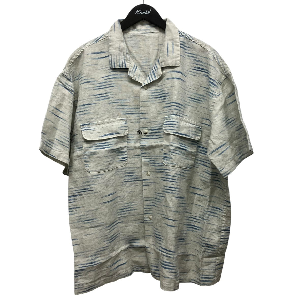 Porter Classic OLD FRANCE INDIGO PRINT SHIRT総柄オープンカラー半袖シャツPC-021-3202-0090-0004 古着・中古-1枚目のアイテム画像