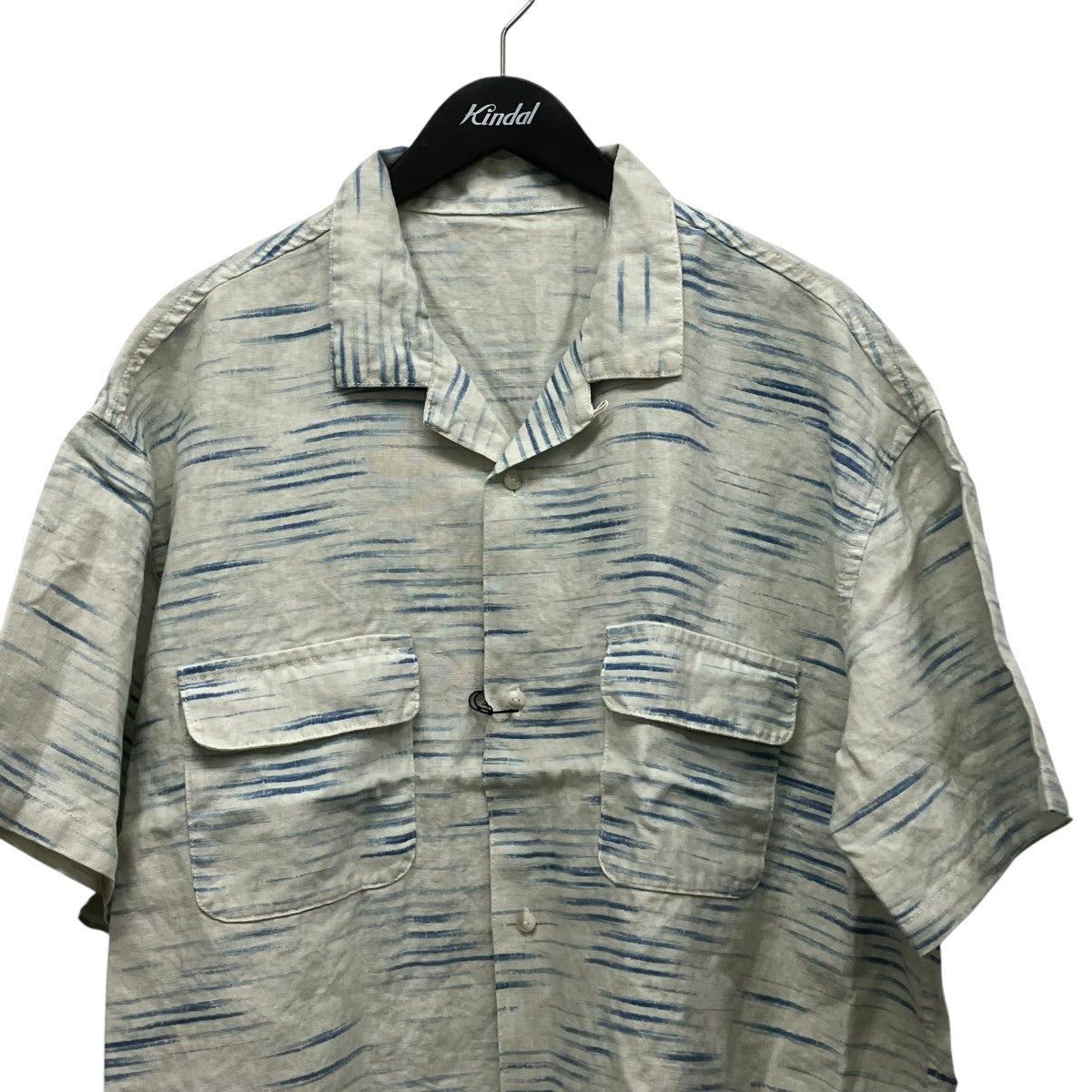Porter Classic OLD FRANCE INDIGO PRINT SHIRT総柄オープンカラー半袖シャツPC-021-3202-0090-0004 古着・中古-3枚目のアイテム画像