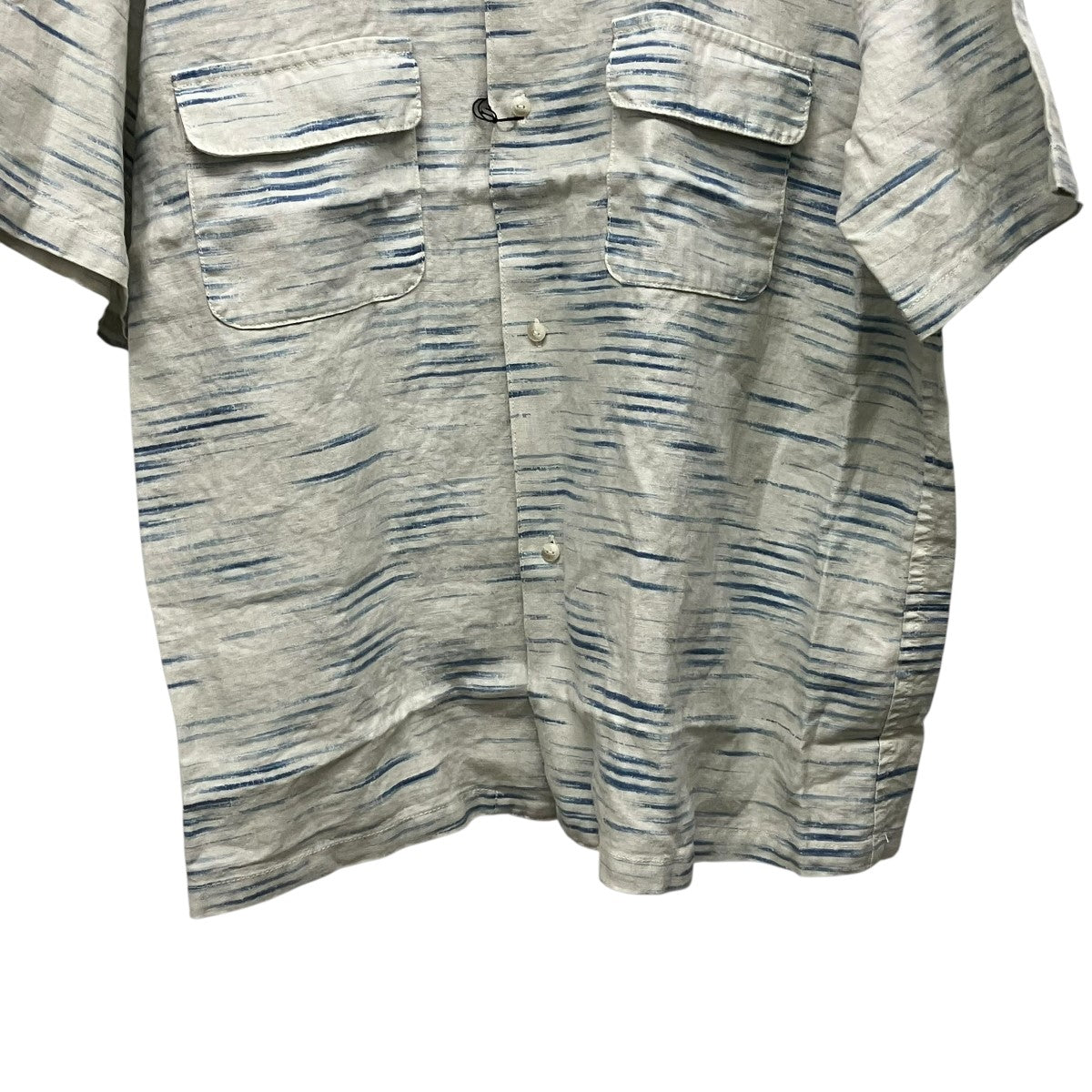 Porter Classic OLD FRANCE INDIGO PRINT SHIRT総柄オープンカラー半袖シャツPC-021-3202-0090-0004 古着・中古-4枚目のアイテム画像