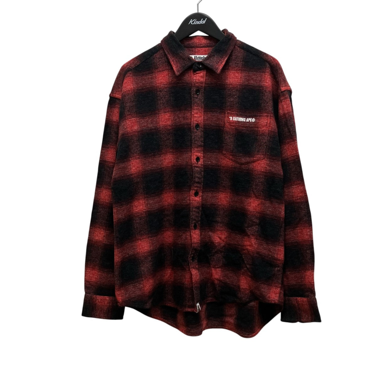 A BATHING APE ロゴプリントオンブレチェックシャツ001SHL8013208M 古着・中古-1枚目のアイテム画像