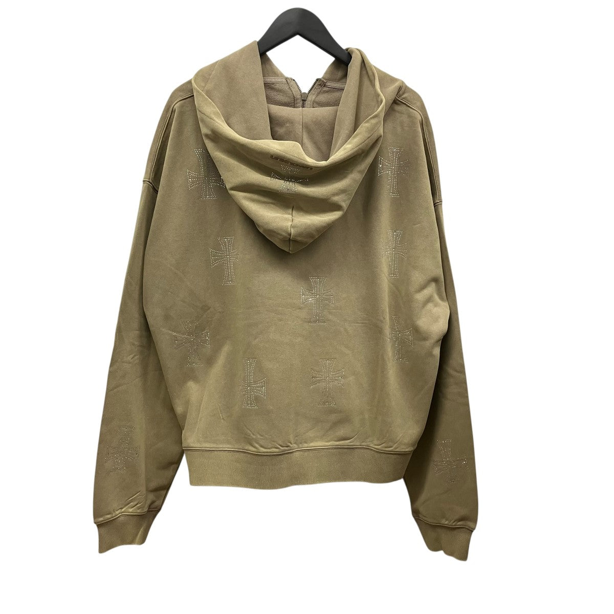 Unknown LONDON White Cross Rhinestone Zip HoodieアイアンクロスZIP UPパーカー 古着・中古-2枚目のアイテム画像