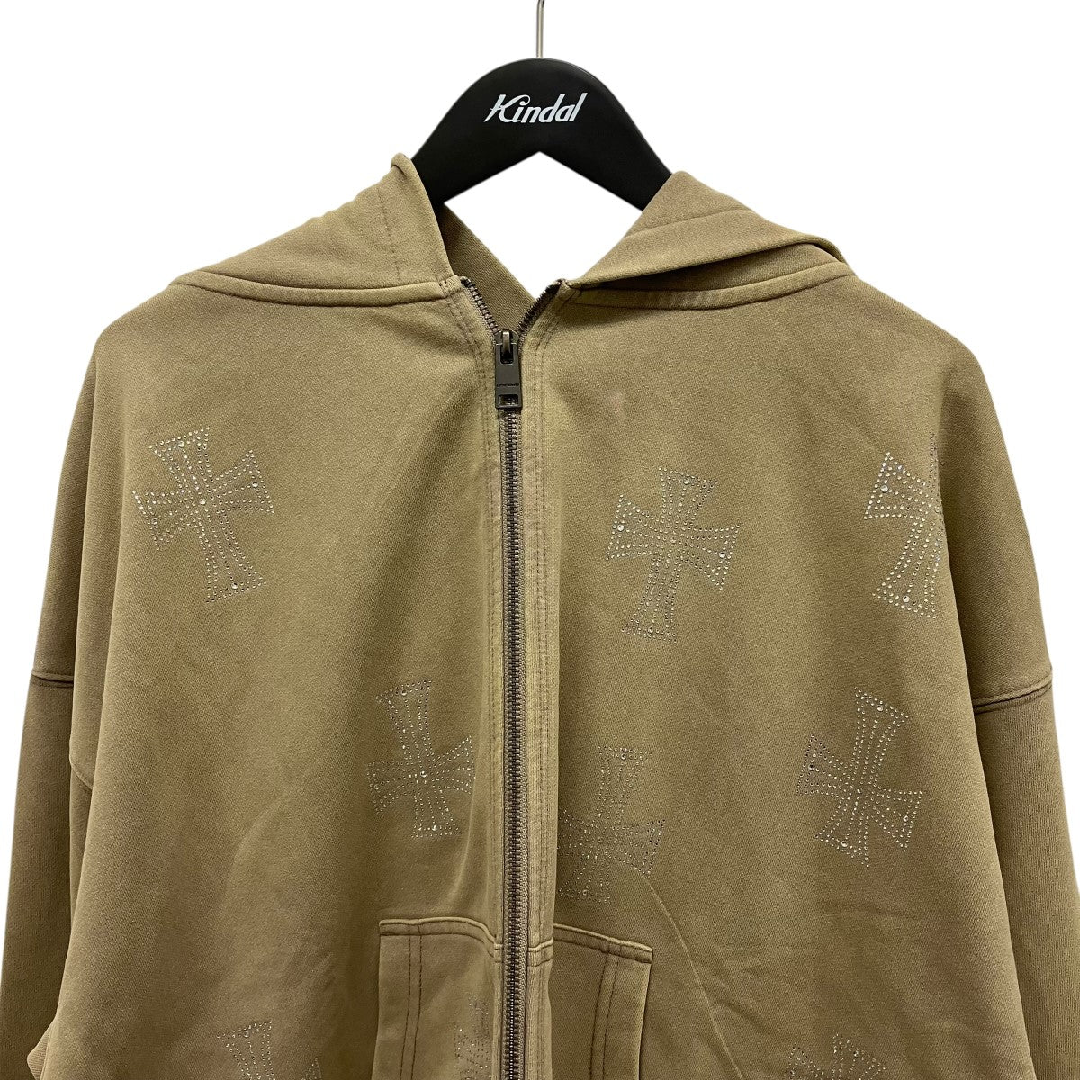 Unknown LONDON White Cross Rhinestone Zip HoodieアイアンクロスZIP UPパーカー 古着・中古-3枚目のアイテム画像