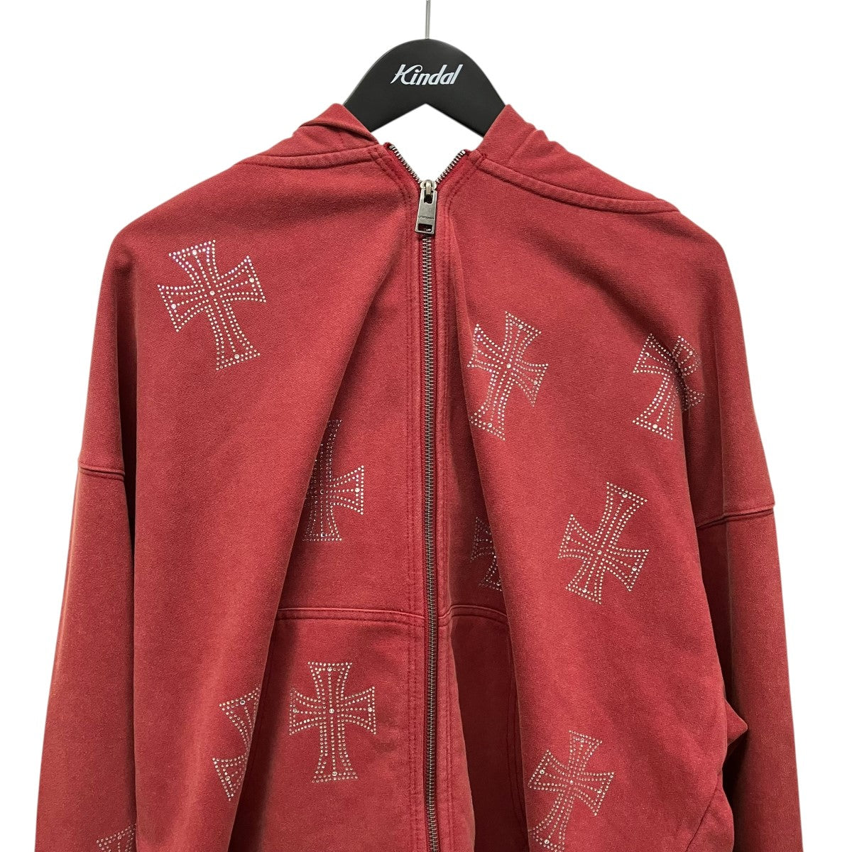 Unknown LONDON White Cross Rhinestone Zip HoodieアイアンクロスZIP UPパーカー 古着・中古-3枚目のアイテム画像