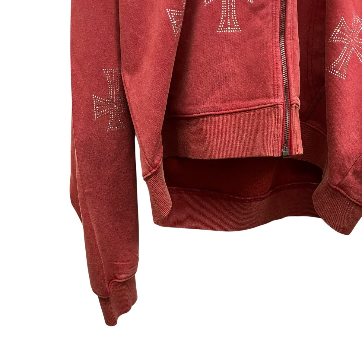 Unknown LONDON White Cross Rhinestone Zip HoodieアイアンクロスZIP UPパーカー 古着・中古-5枚目のアイテム画像