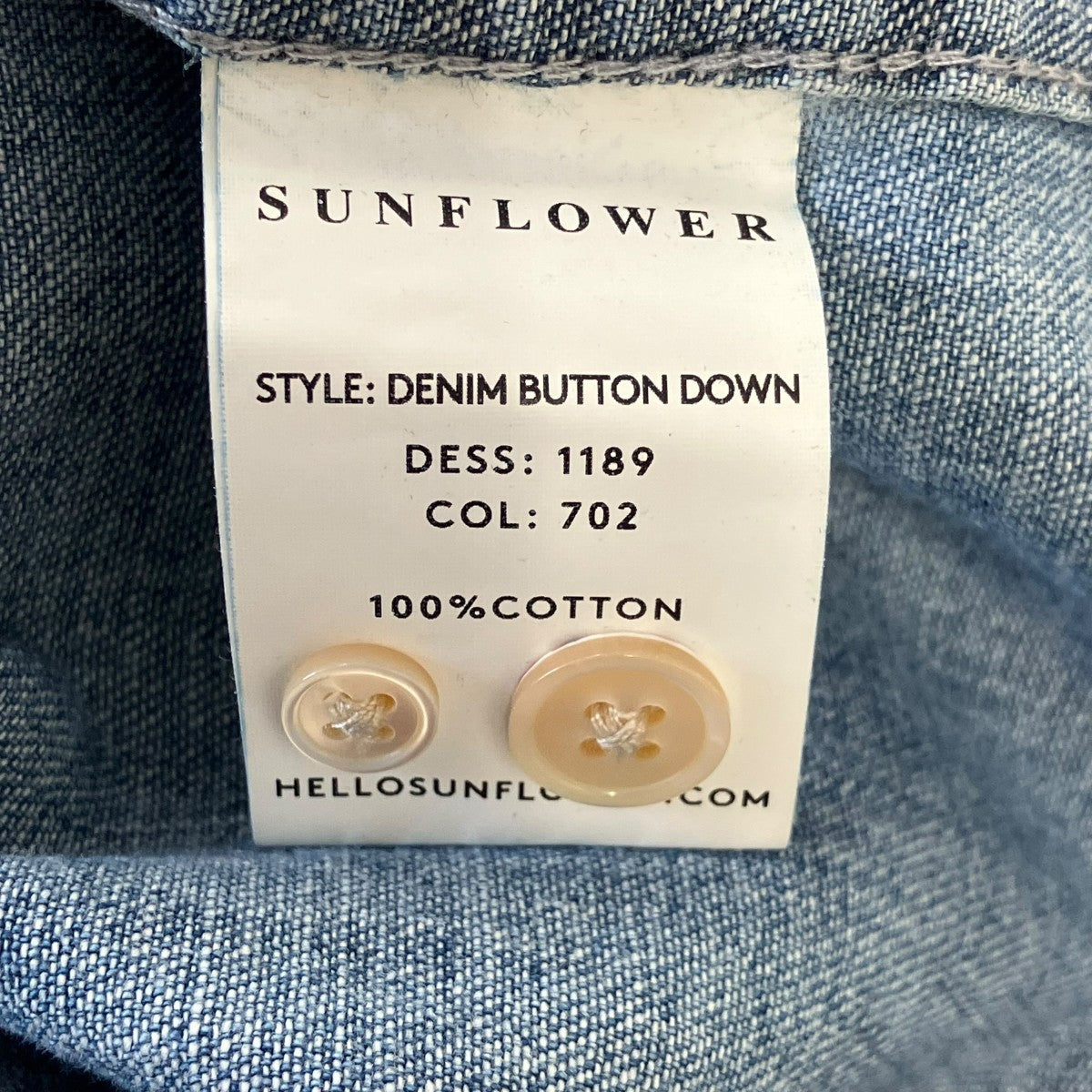 SUNFLOWER ボタンダウンデニムシャツ1189 古着・中古-7枚目のアイテム画像