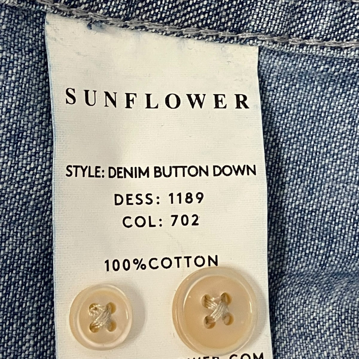 SUNFLOWER ボタンダウンデニムシャツ1189 古着・中古-6枚目のアイテム画像